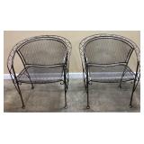 PAIR OF VTG. WOODARD SALTERINI WROUGHT IRON ZIG