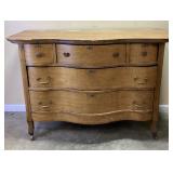 ANTIQUE TIGER OAK SERPENTINE DRESSER