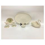 LENOX SWAN, SERVING PLATE, CREAMER, AND HOLY SET
