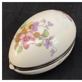 VTG. SEVRES PORCELAIN EGG TRINKET BOX, BUTTERFLY