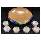 NORITAKE HAND PAINTED BOWL & SET OF 6 SAUCE CUPS