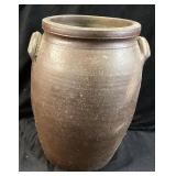 ANTIQUE 2gal BROWN SALT GLAZE STONEWARE CROCK,
