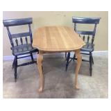 UNFINISHED QUEEN ANN STYLE TABLE AND 2 HITCHCOCK