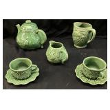 VTG. BORDALLO PINHEIRO RABBIT MAJOLICA TEA SET