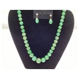 VINTAGE JADEITE JADE NECKLACE STERLING SILVER
