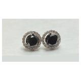 14KT WHITE GOLD BLACK DIAMOND STUD EARRINGS,