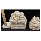 (2) DECORATIVE SHELL COVERED TRINKET BOXES