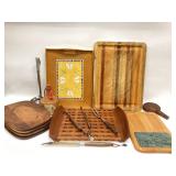 VTG. WOODEN SERVING TRAYS AND CUTTING BOARDS