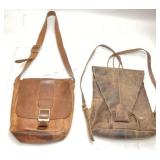 (2) BROWN LEATHER SATCHEL & HAROLDï¿½S BACKPACK
