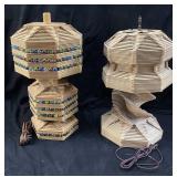 (2) VTG. HAND CRAFTED POPSICLE STICK TRAMP ART