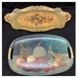 (2) VTG. MID CENTURY SERVING TRAYS, FRUIT &
