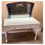VINTAGE WHITE VANITY WITH MIRROR
