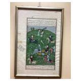ANTIQUE INDO PERSIAN MANUSCRIPT FRAMED GOUACHE