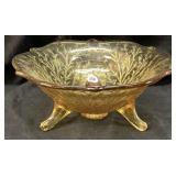1930s FENTON AMBER SILVER TONE WISTERIA TRI-FOOT