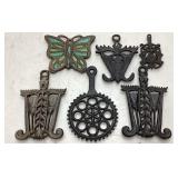 (6) ASSORTED VTG. CAST IRON TRIVETS
