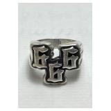 GOTHIC STYLE STERLING SILVER 666 RING, SIZE 9.25