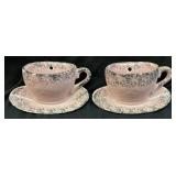 PAIR OF PINK COFFEE CUP WALL POCKET PLANTERS