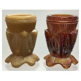 (2) VTG. AGAVE CACTUS GLASS TOOTHPICK HOLDERS,