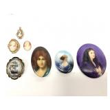 VTG. THOMAS L. MOTT PAINTED ENAMEL BROOCH MADE