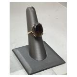 14kt YELLOW GOLD SMOKET QUARTZ RING, 4.8 GRAMS,