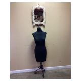 LADIES BUST AND HANGING, TABLETOP MIRROR