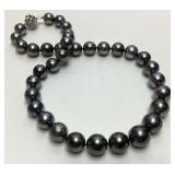 TAHITIAN PEARL & DIAMOND NECKLACE, 14KT WHITE