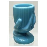 PORTIEUX BLUE MILK GLASS BEGGARï¿½S HAND TOOTHPICK