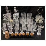 ASSORTED ETCHED GLASS BARWARE