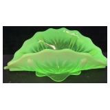 FENTON URANIUM VASELINE GLASS DISH, OPALESCENT
