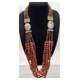 MOROCCAN BEAD CORAL ACCENT NECKLACE