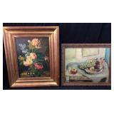 2 DUTCH STYLE FRAMED STILL LIFE OF FLORAL BOUQUETS
