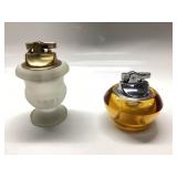 VTG. AMBER VIKING GLASS ORB TABLE LIGHTER AND