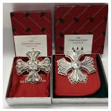 2) REED AND BARTON STERLING CHRISTMAS CROSSES