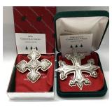 2) REED AND BARTON STERLING CHRISTMAS CROSSES