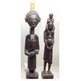 (2) HAND CARVED AFRICAN BAULE STYLE WOOD MOTHER &