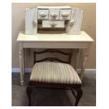 VTG. DESK CHAIR SET & ANTIQUE SHELF UNIT WITH