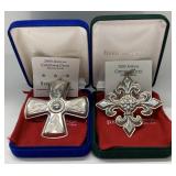 2) REED AND BARTON STERLING CHRISTMAS CROSSES