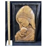MID CENTURY MADONNA & CHILD HAND CARVED WOOD