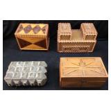 (4) VTG. TRAMP ART DIAMOND CHIP ART BOX, TRAMP