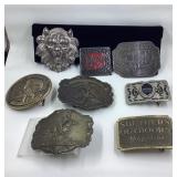 8 vtg. Belt buckles. NRA, NFL, Bambu, Railroad,