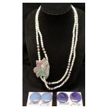 MOTHER OF PEARL INLAID BEAD NECKLACE & 22KT GOLD