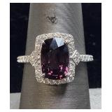 PLATINUM SPINEL & DIAMOND RING, SIZE 7.25,