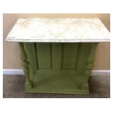 VTG. CONSOLE TABLE, LIGHT GREEN BASE, TURNED L