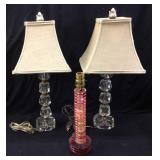 (3) MID CENTURY STACKED PRISM CRYSTAL BOUDOIR