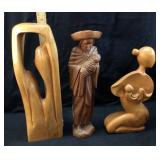 (3) HAND CARVED WOODEN SCULPTURES