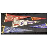 (5) VTG. SPORT PENNANTS, CHICAGO CUBS, WISCONSIN