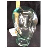 11in VTG. GREEN GLASS MANNEQUIN HEAD SCULPTURE