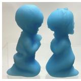1972 FENTON BLUE SATIN PRAYING BOY & GIRL