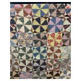 VINTAGE HAND STITCHED PINWHEEL PATTERN QUILT