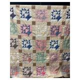 1920s HAND STITCHED BASKET PATTERN QUILT